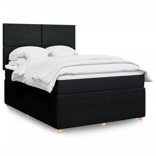 vidaXL Sommier &agrave; lattes de lit avec matelas Noir 140x190 cm Tissu