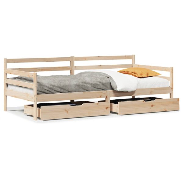 vidaXL Lit de jour avec tiroirs sans matelas 90x200 cm bois massif