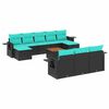 vidaXL Ensemble de canap&eacute; de jardin 11 pcs avec coussins noir r&eacute;sine tress&eacute;e