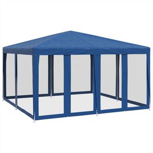 vidaXL Tente de f&ecirc;te avec 8 parois lat&eacute;rales en maille bleu 4x4m PEHD