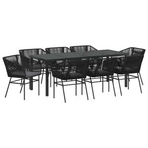 vidaXL Ensemble de salle &agrave; manger pour jardin 9 pcs Noir Poly rotin