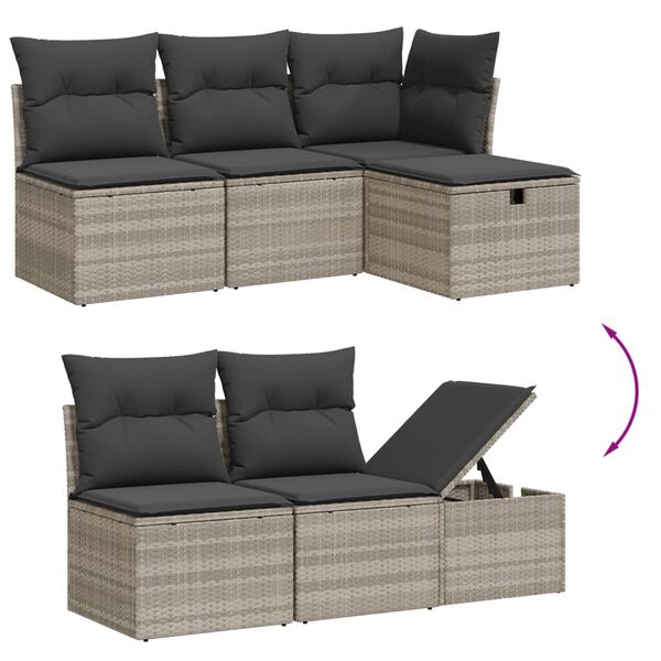 vidaXL Salon de jardin 6 pcs avec coussins gris clair r&eacute;sine tress&eacute;e