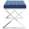 vidaXL Banc 97 cm Bleu Velours et acier inoxydable