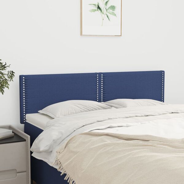 vidaXL T&ecirc;tes de lit Bleu 144x5x78/88 cm Tissu