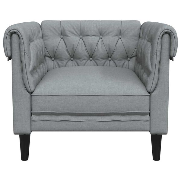 vidaXL Fauteuil Chesterfield gris clair tissu