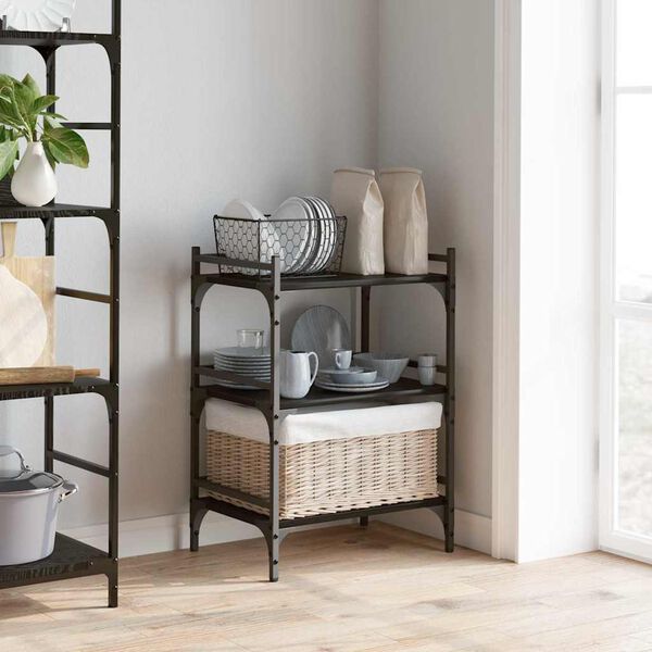 vidaXL Chariot de cuisine Ch&ecirc;ne noir 50 x 35 x 75,5 cm