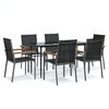 vidaXL Ensemble &agrave; manger de jardin 7 pcs noir textil&egrave;ne et acier