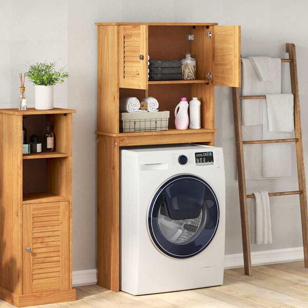 vidaXL Cabinet pour lave-linge VIGO marron miel 72,5 x 27 x 161 cm