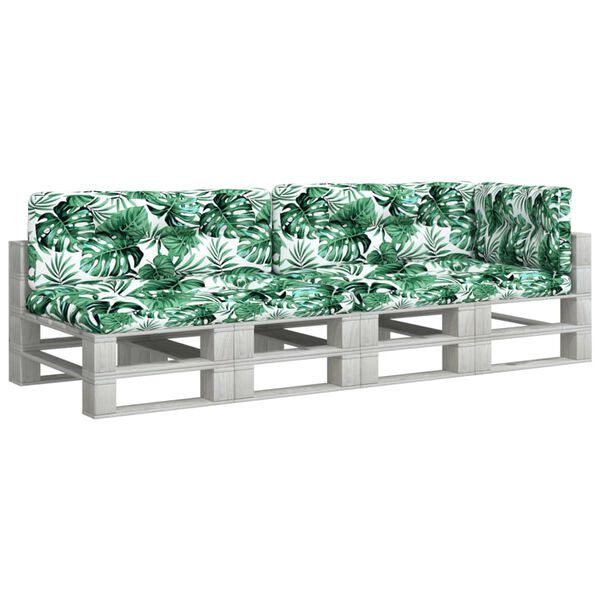 vidaXL Coussins de palette lot de 5 motif de feuilles tissu