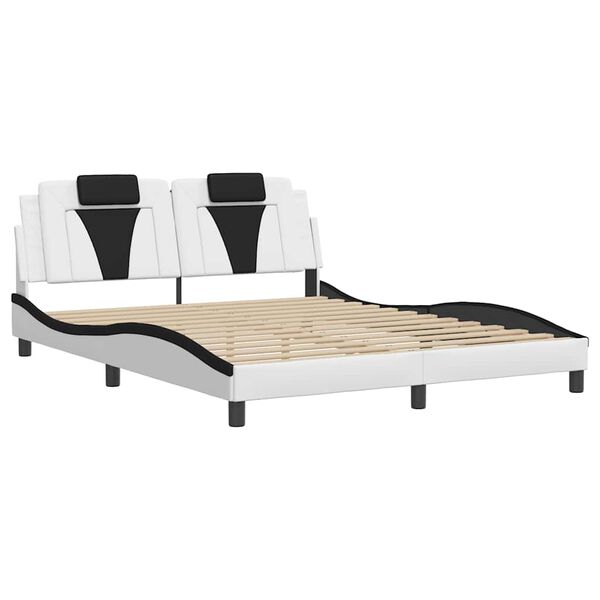 vidaXL Cadre de lit Viana sans matelas blanc et noir 160x200 cm similicuir