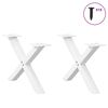 vidaXL Pieds de table basse en forme de X, 2 pi&egrave;ces, blanc, 50 x (30-31) cm, acier