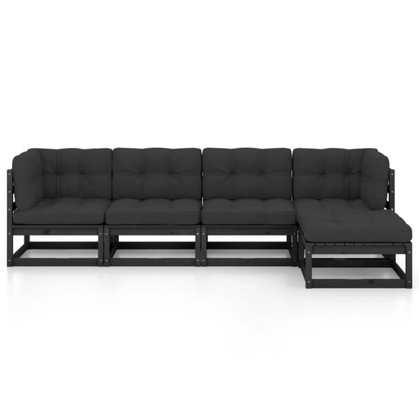 vidaXL Salon de jardin 5 pcs avec coussins Bois de pin massif