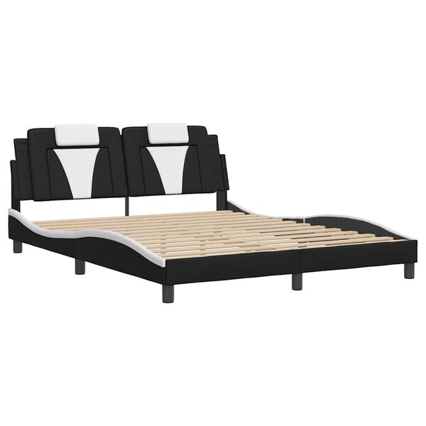 vidaXL Cadre de lit Viana sans matelas noir et blanc 160x200 cm similicuir