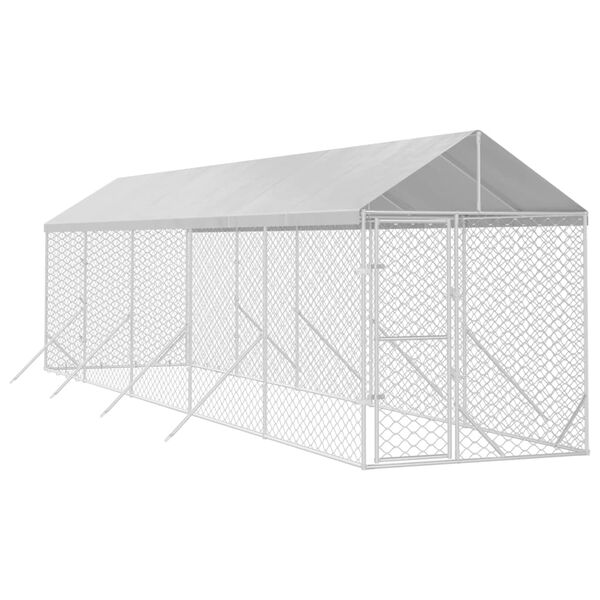 vidaXL Chenil d'ext&eacute;rieur pour chiens avec toit argent&eacute; 2x10x2,5 m