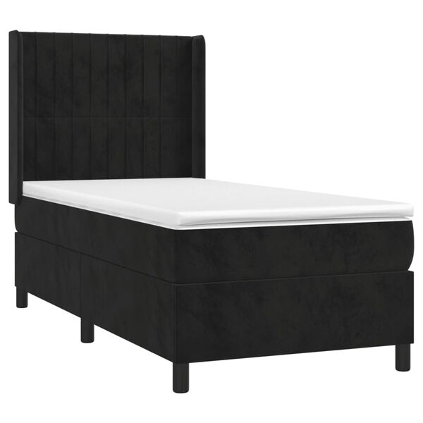 vidaXL Sommier &agrave; lattes de lit avec matelas Noir 90x200 cm Velours