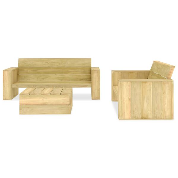 vidaXL Salon de jardin 3 pcs Bois de pin impr&eacute;gn&eacute;