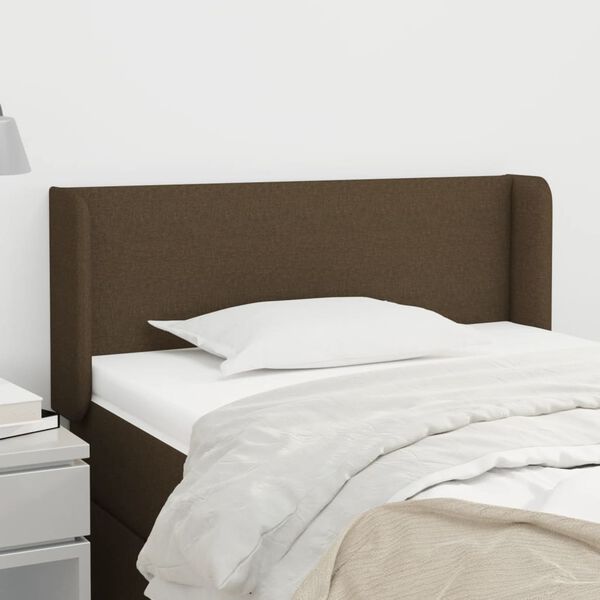 vidaXL T&ecirc;te de lit avec oreilles Marron Fonc&eacute; 83x16x78/88 cm Tissu