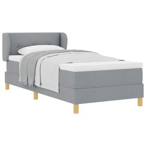 vidaXL Lit &agrave; ressorts avec matelas Gris clair 90 x 190 cm tissu