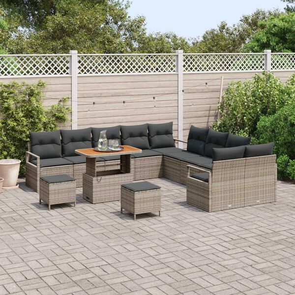 vidaXL Ensemble de canap&eacute; de jardin 13 pcs Gris Poly rotin