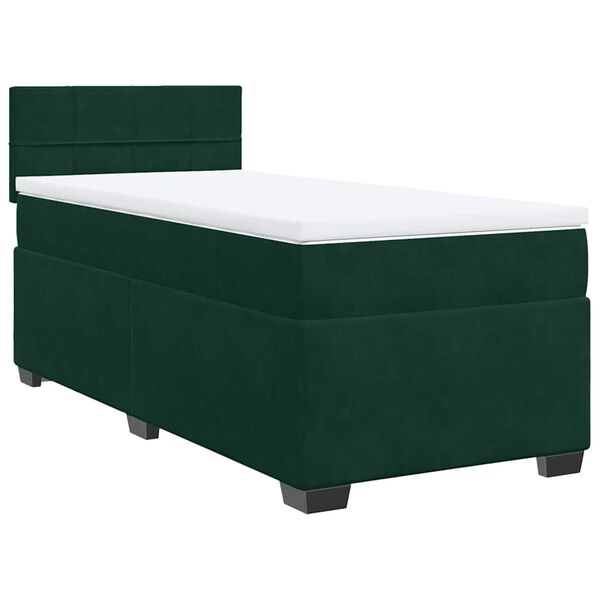 vidaXL Sommier &agrave; lattes de lit avec matelas Vert fonc&eacute; 90x190 cm