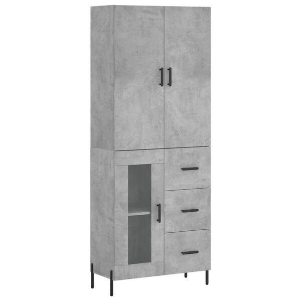 vidaXL Buffet haut Gris b&eacute;ton 69,5x34x180 cm Bois d'ing&eacute;nierie