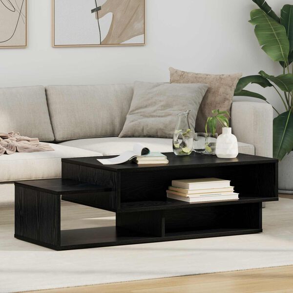 vidaXL Table basse Ch&ecirc;ne noir 105 x 50 x 32,5 cm Bois d'ing&eacute;nierie