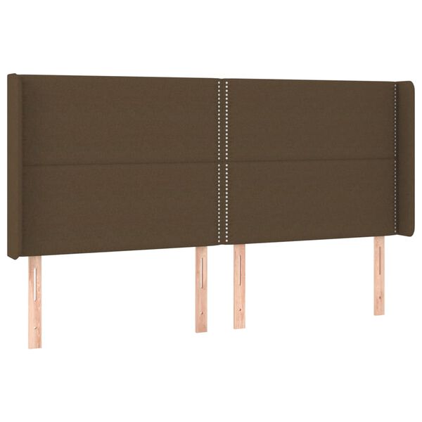 vidaXL T&ecirc;te de lit &agrave; LED Marron fonc&eacute; 183x16x118/128 cm Tissu
