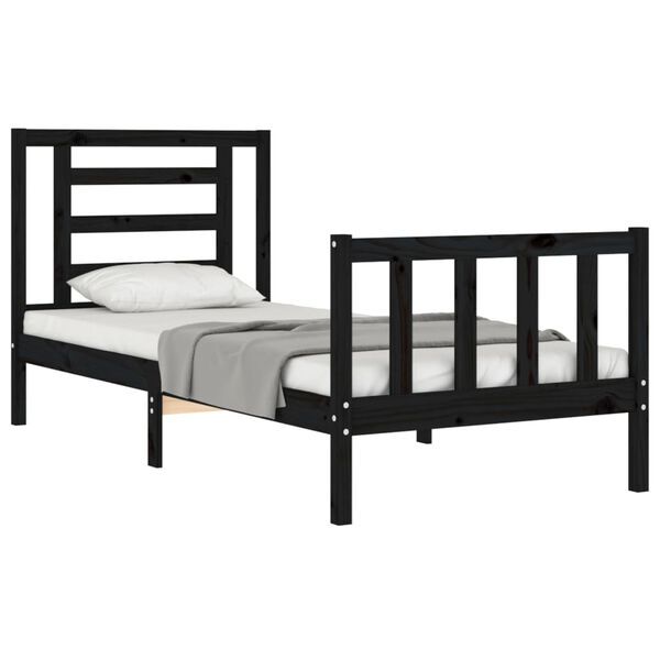 vidaXL Cadre de lit sans matelas noir bois de pin massif