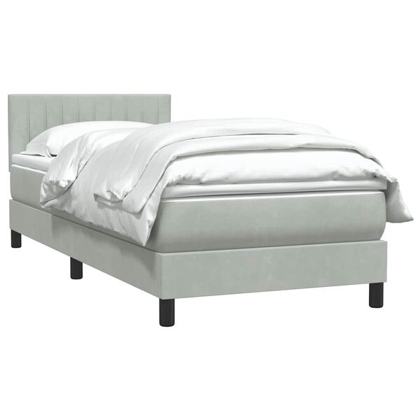 vidaXL Sommier &agrave; lattes de lit et matelas gris clair 80x220 cm velours