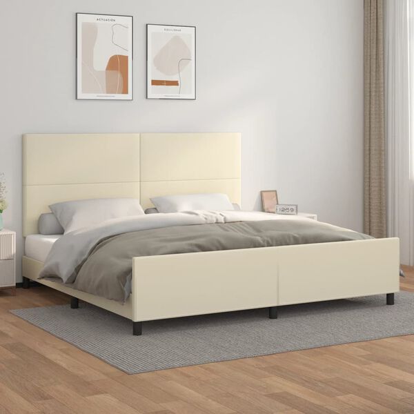 vidaXL Cadre de lit sans matelas cr&egrave;me 200x200 cm similicuir
