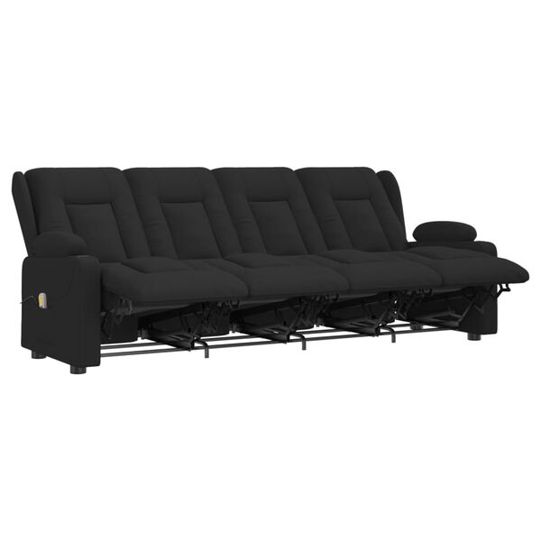 vidaXL Fauteuil inclinable et porte-gobelets 4 places noir similicuir