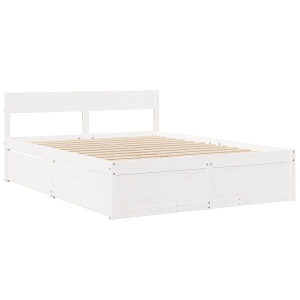 vidaXL Cadre de lit sans matelas blanc 150x200 cm bois de pin massif
