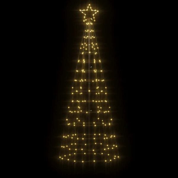 vidaXL Sapin de No&euml;l &agrave; LED avec piquets 220 LED blanc chaud 180 cm