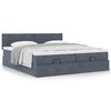 VidaXL Cadre de lit ottoman avec matelas gris fonc&eacute; 160x200cm velours