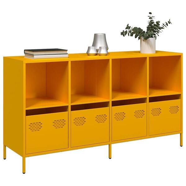 vidaXL Buffet jaune moutarde 135x39x73,5 cm acier laminé à froid