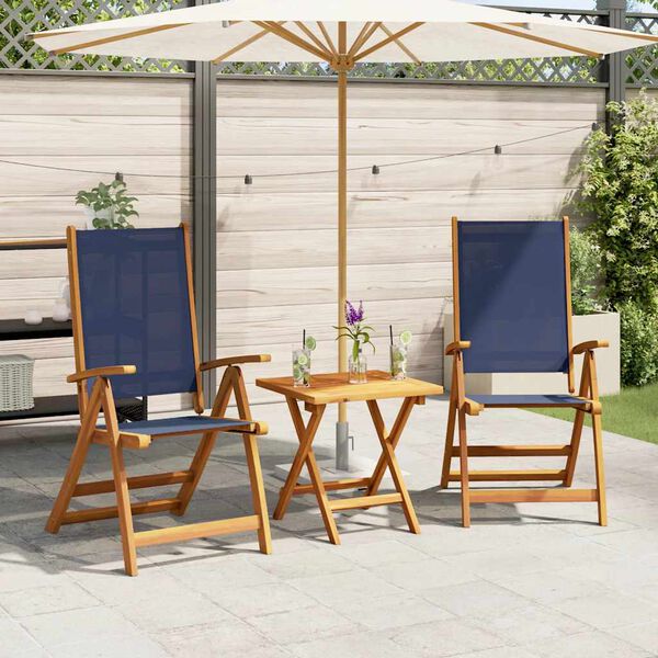 vidaXL Chaises pliables de jardin lot de 2 bois d'acacia et textil&egrave;ne
