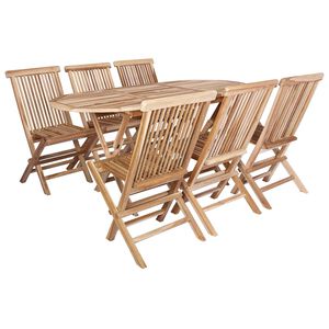 vidaXL Ensemble de meubles de jardin 7 pc Naturel Bois de teck massif