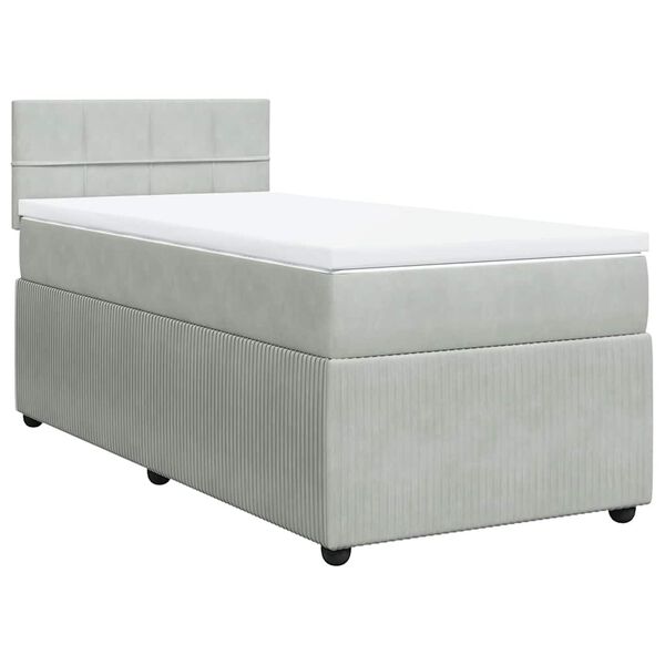 vidaXL Sommier &agrave; lattes de lit et matelas Gris clair 80x200 cm Velours