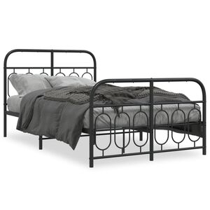 vidaXL Cadre de lit métal sans matelas avec pied de lit noir 120x190cm