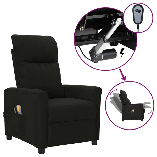 vidaXL Fauteuil électrique de massage Noir Tissu