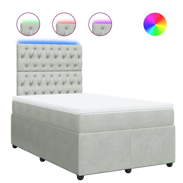 vidaXL Sommier &agrave; lattes de lit et matelas Gris clair 120x200cm Velours