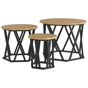 vidaXL Table d'appoint empilable 3 pcs Ch&ecirc;ne artisanal
