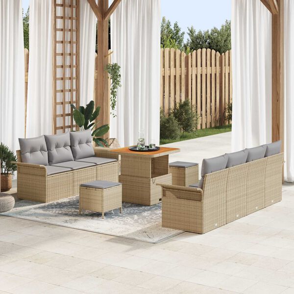 vidaXL Ensemble de canap&eacute; de jardin 10 pcs Beige et Gris clair