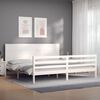 vidaXL Cadre de lit sans matelas blanc bois massif