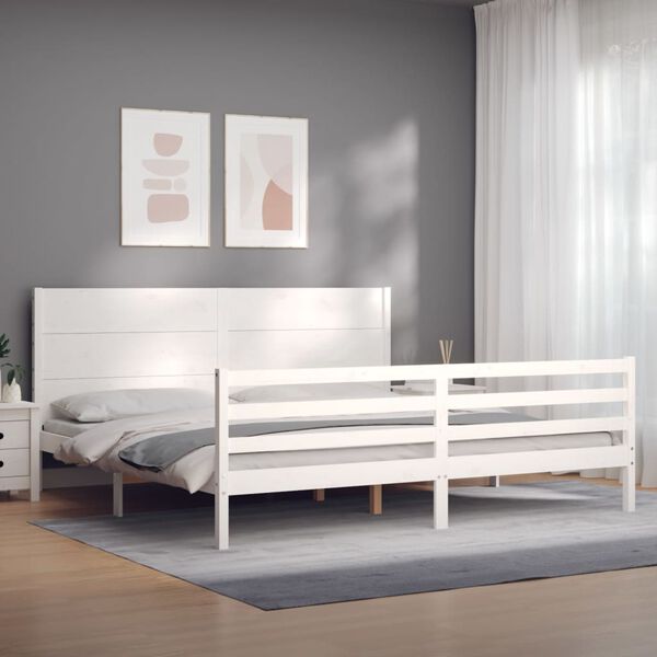 vidaXL Cadre de lit sans matelas blanc bois massif
