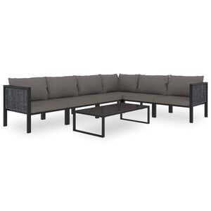 vidaXL Salon de jardin 7 pcs avec coussins R&eacute;sine tress&eacute;e Anthracite