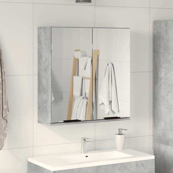 vidaXL Armoire à miroir de salle de bain gris béton bois d'ingénierie