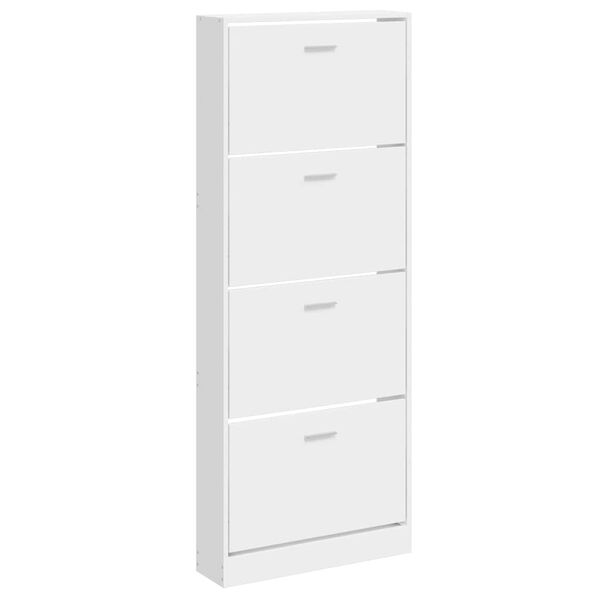 vidaXL Armoire &agrave; chaussure Blanc brillant 59x17x150 cm Bois ing&eacute;nierie