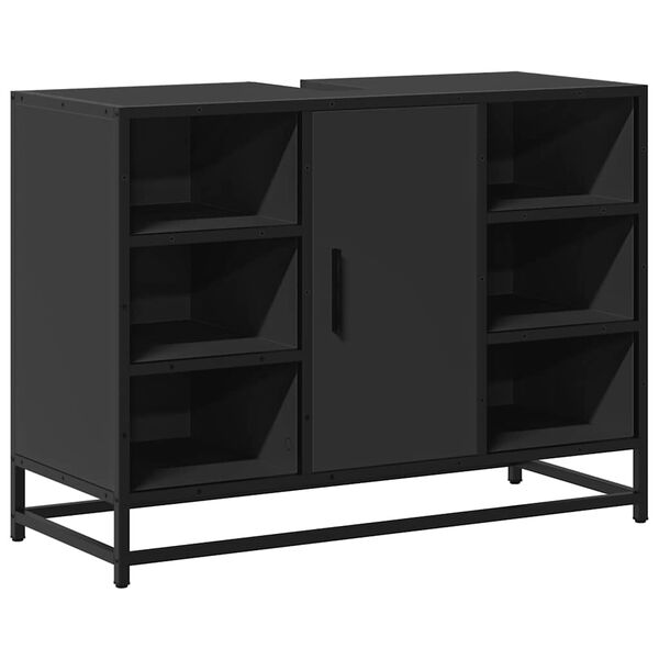vidaXL Armoire lavabo de salle de bain noir 80x33x60cm bois ing&eacute;nierie