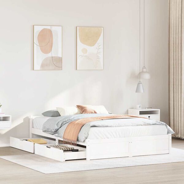 vidaXL Cadre de lit sans matelas blanc 140x200 cm bois de pin massif